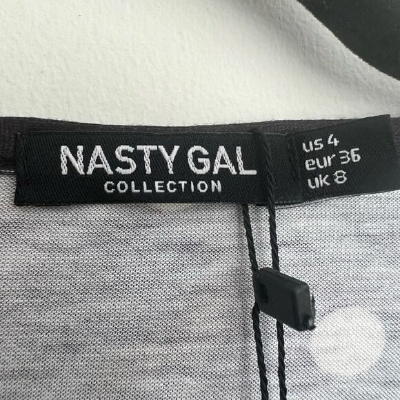 Nasty Gal Women's Polka Dots Plunging Button-Down Slit Dress Black/ White 4 NWT - Picture 4 of 10